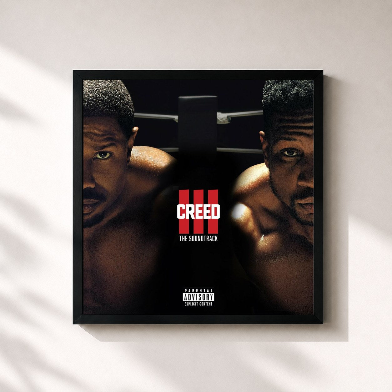 #noir Tableau carré de l'album Creed III: The Soundtrack de Dreamville, cadre noir 32x32 cm