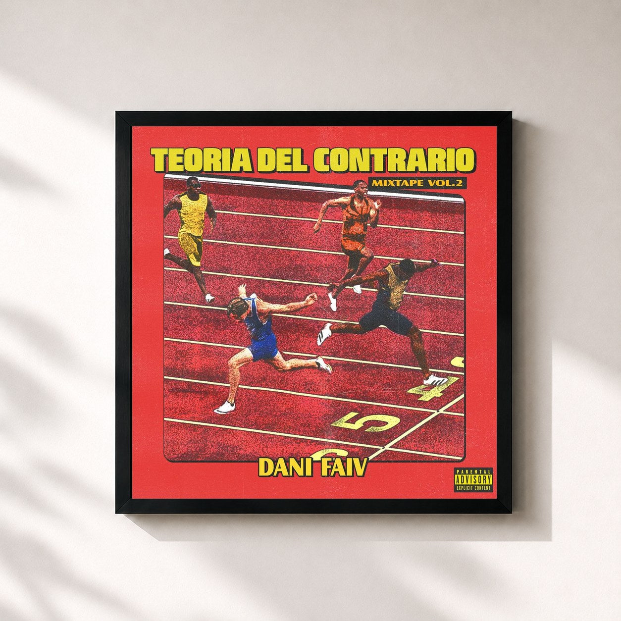 #noir Tableau carré de l'album Teoria Del Contrario Mixtape Vol. 2 de Dani Faiv, cadre noir 32x32 cm