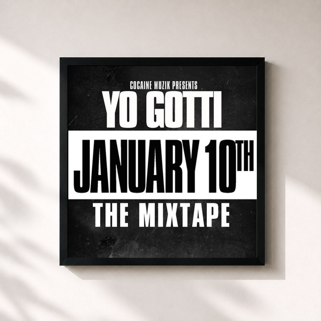 #noir Tableau carré de l'album January 10th de Yo Gotti, cadre noir 32x32 cm