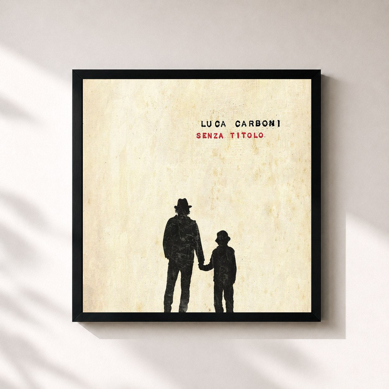 #noir Tableau carré de l'album Senza Titolo de Luca Carboni, cadre noir 32x32 cm
