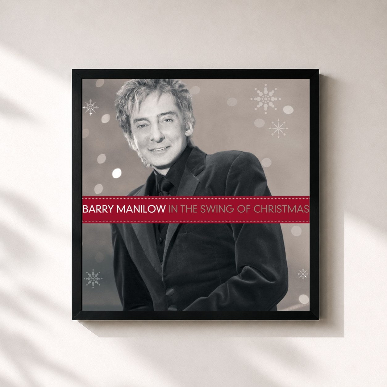 #noir Tableau carré de l'album In The Swing Of Christmas de Barry Manilow, cadre noir 32x32 cm