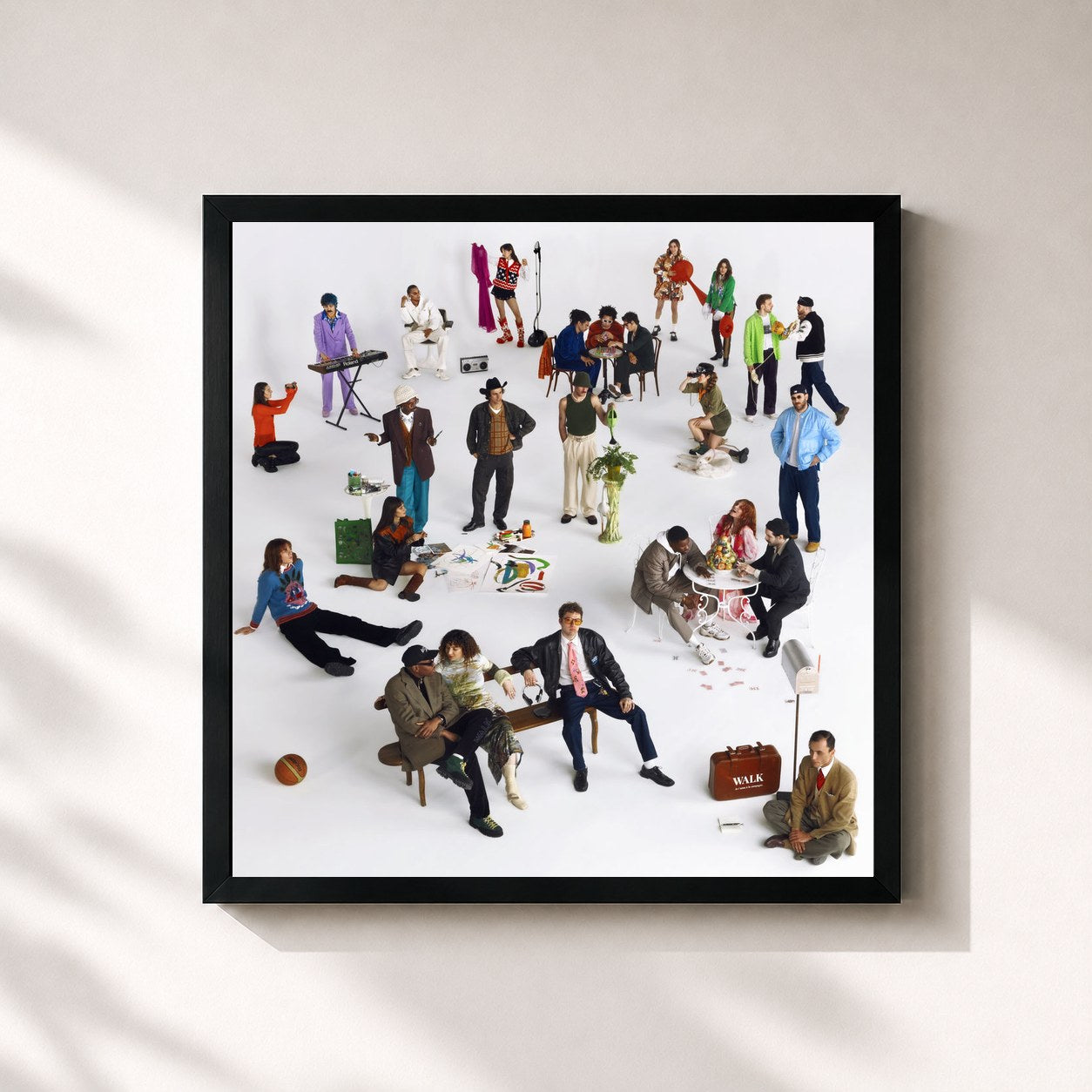#noir Tableau carré de l'album Walk Tape Vol. 01 de Walk in Paris, cadre noir 32x32 cm