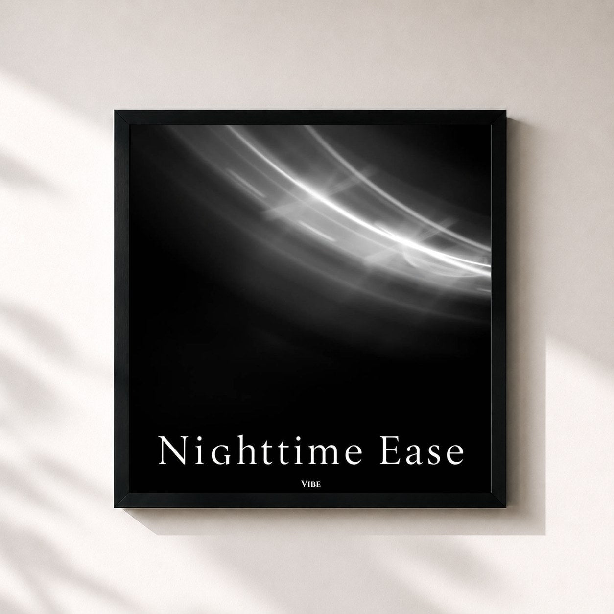 #noir Tableau carré de l'album Nighttime Ease de Vibe, cadre noir 32x32 cm