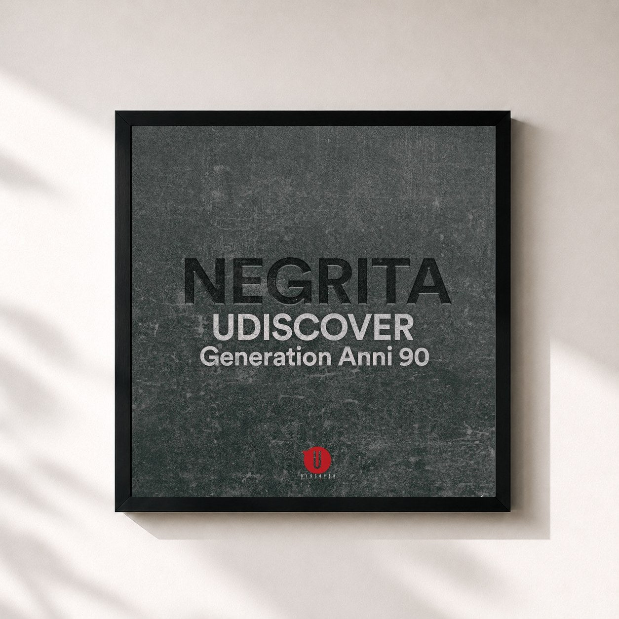 #noir Tableau carré de l'album Negrita Generation Anni '90 Udiscover de Negrita, cadre noir 32x32 cm