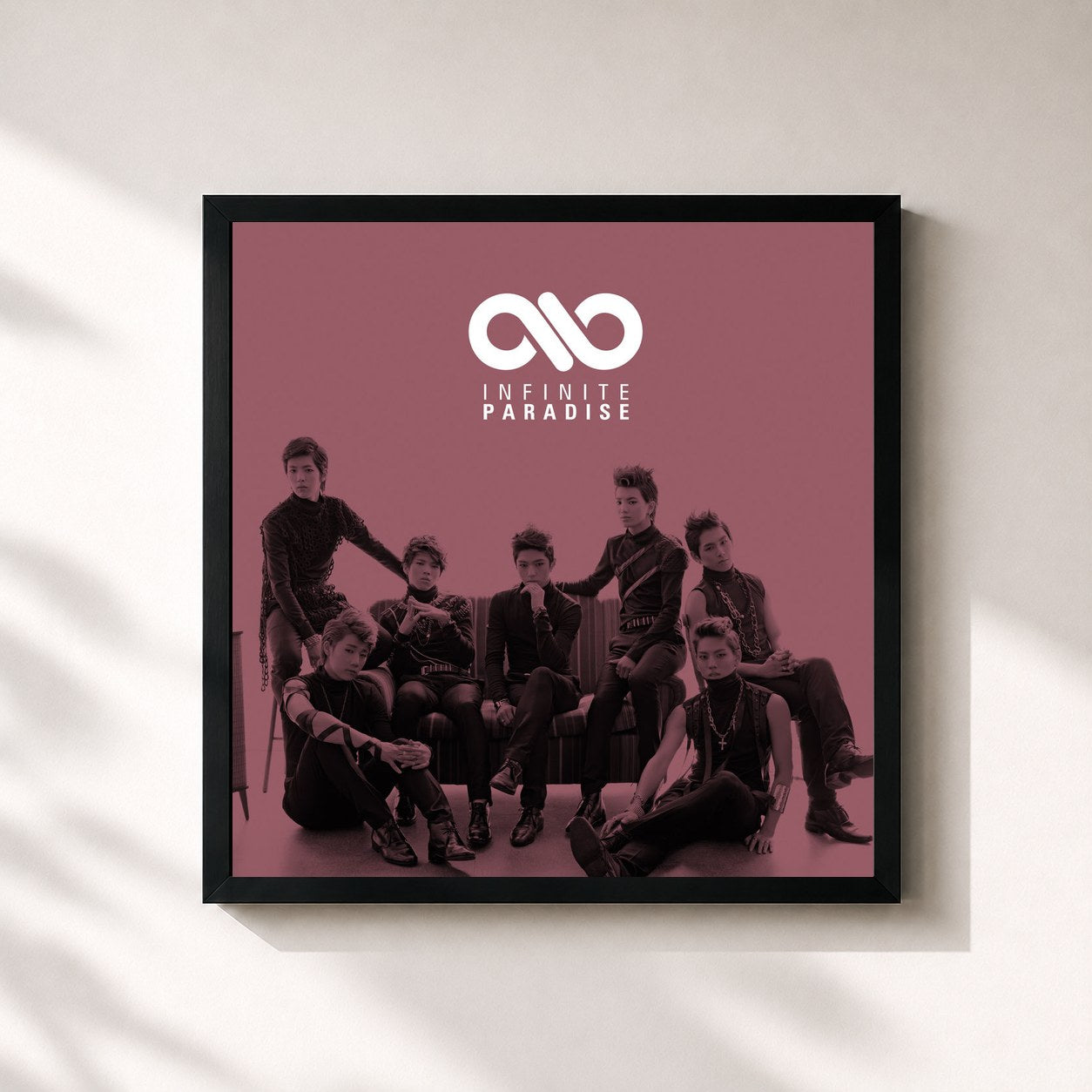 #noir Tableau carré de l'album Paradise de INFINITE, cadre noir 32x32 cm