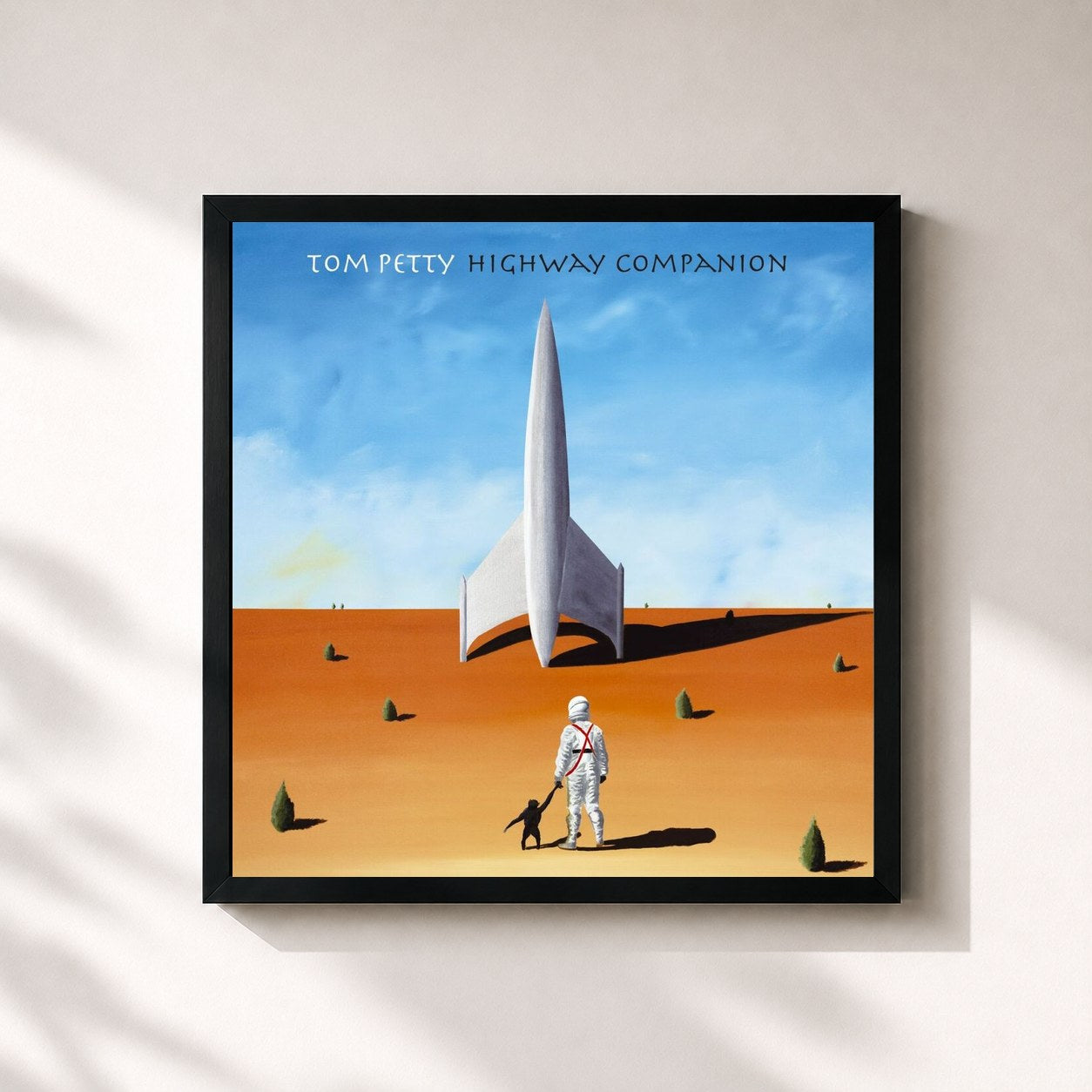 #noir Tableau carré de l'album Highway Companion de Tom Petty, cadre noir 32x32 cm