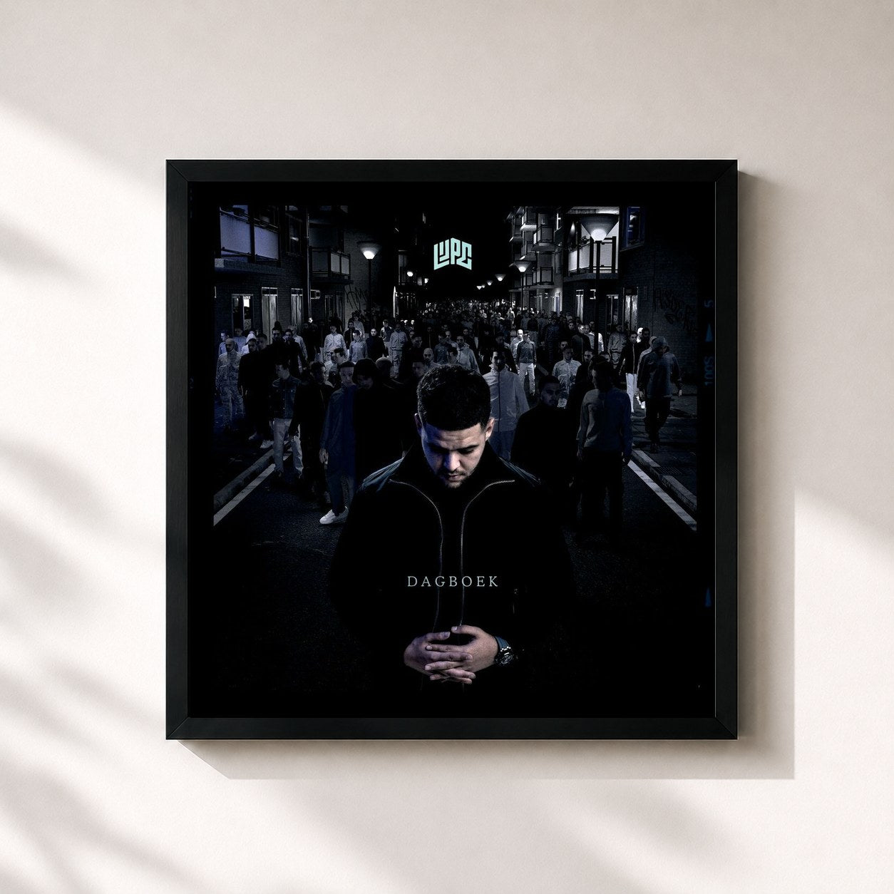 #noir Tableau carré de l'album Dagboek de Lijpe, cadre noir 32x32 cm