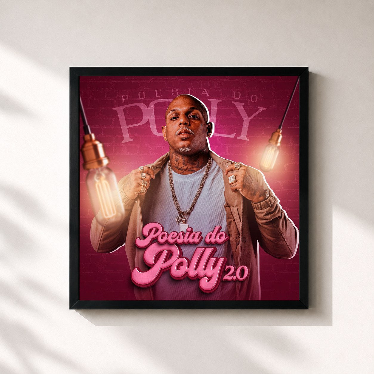#noir Tableau carré de l'album Poesia do Polly 2.0 de Oh Polêmico, cadre noir 32x32 cm