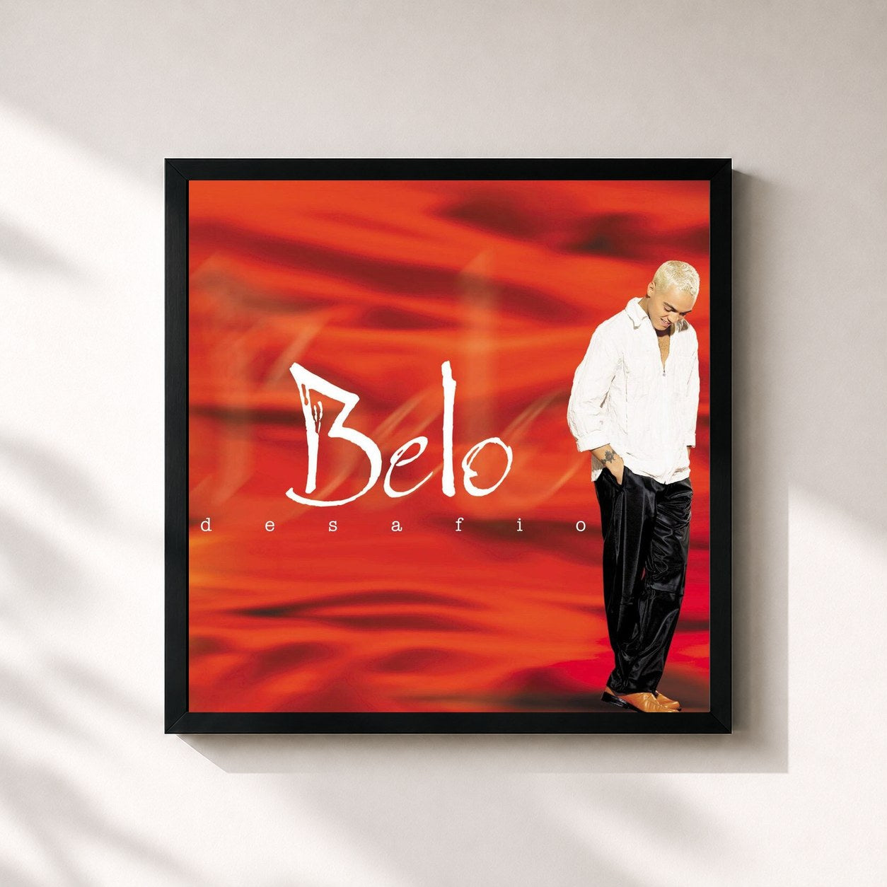 #noir Tableau carré de l'album Desafio de Belo, cadre noir 32x32 cm