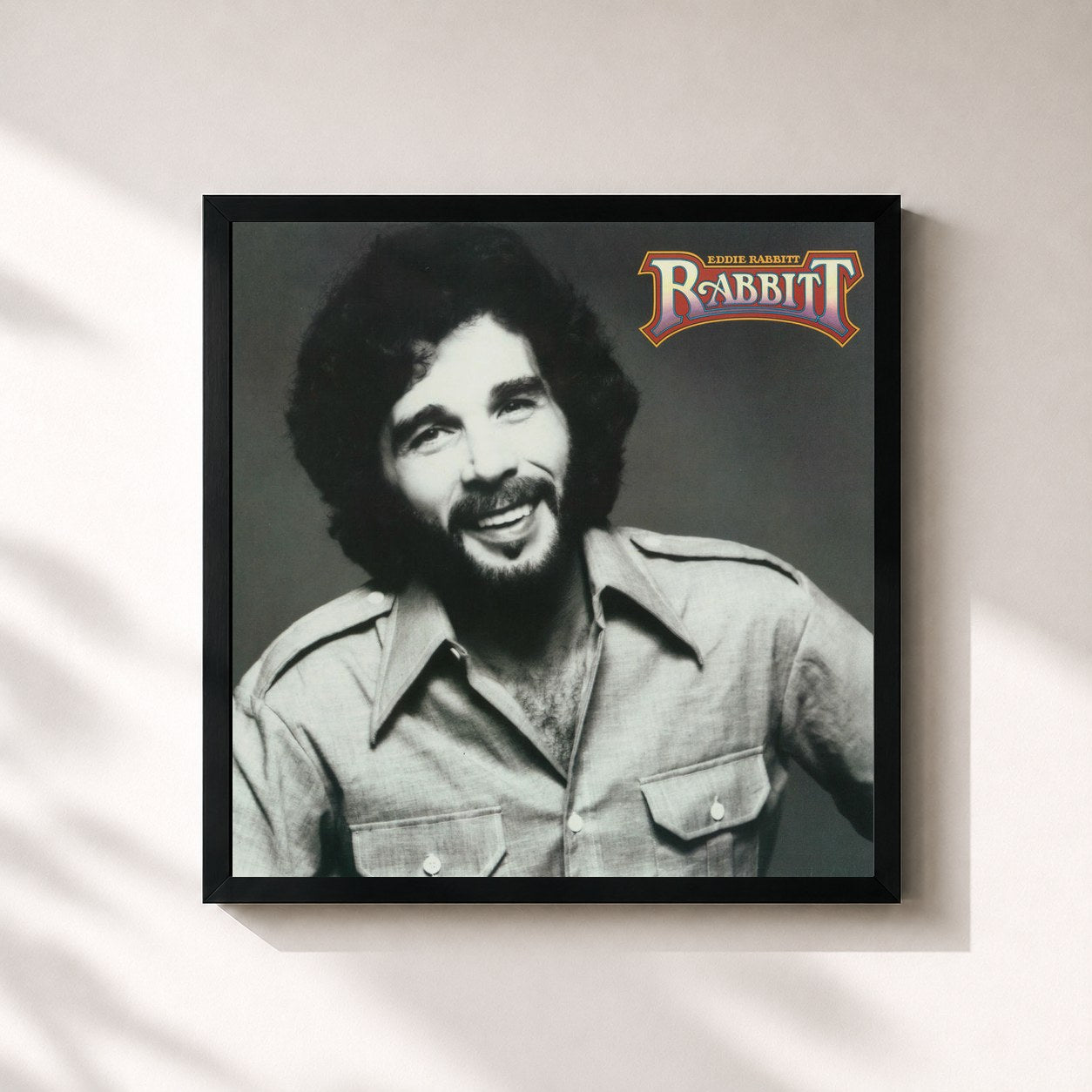 #noir Tableau carré de l'album Rabbitt de Eddie Rabbitt, cadre noir 32x32 cm