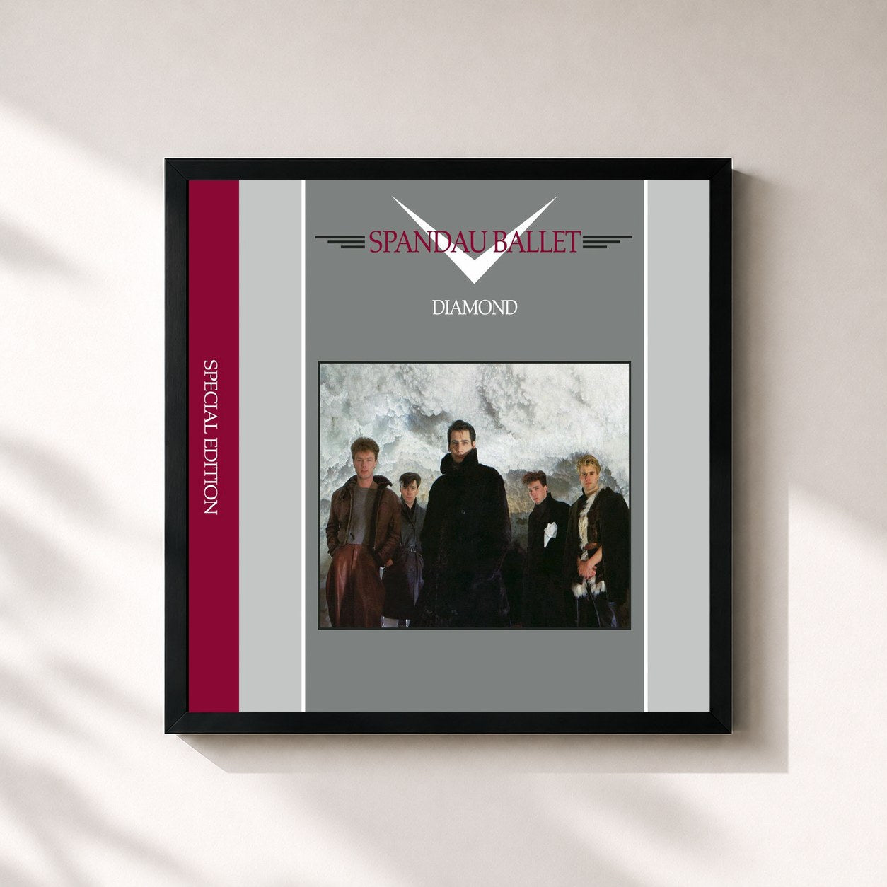 #noir Tableau carré de l'album Diamond (Special Edition) de Spandau Ballet, cadre noir 32x32 cm