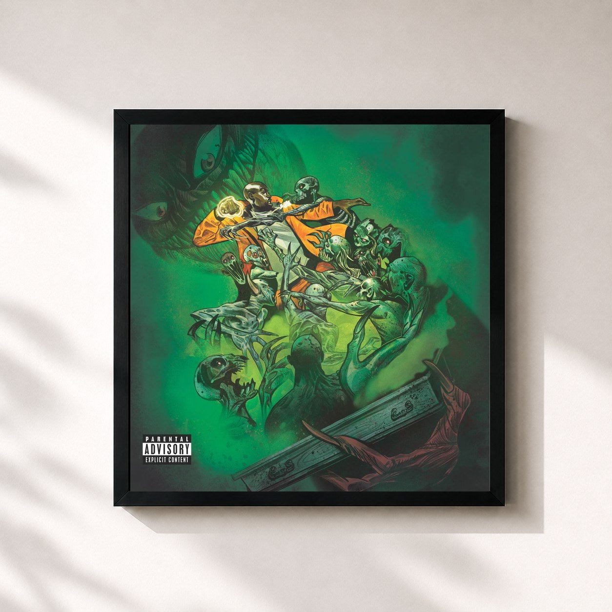 #noir Tableau carré de l'album You Only Die 1nce de Freddie Gibbs, cadre noir 32x32 cm