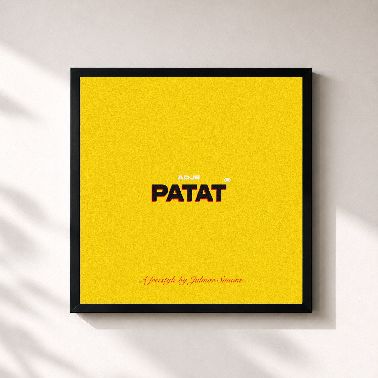 #noir Tableau carré de l'album patat de Adje, cadre noir 32x32 cm