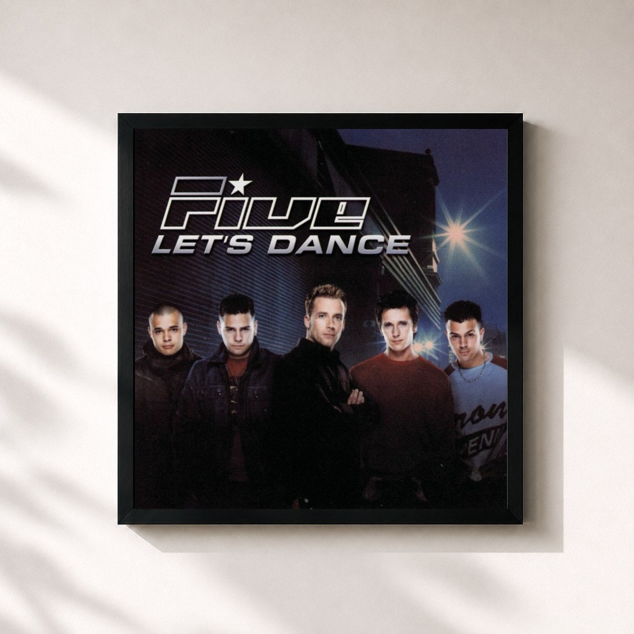 #noir Tableau carré de l'album Let's Dance de Five, cadre noir 32x32 cm