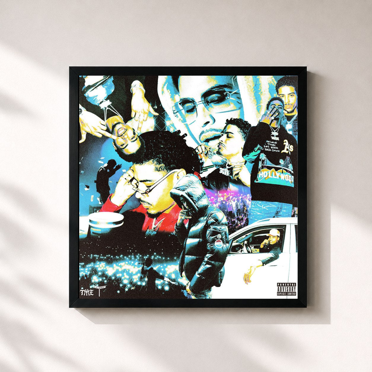 #noir Tableau carré de l'album Critch Tape de Jay Critch, cadre noir 32x32 cm