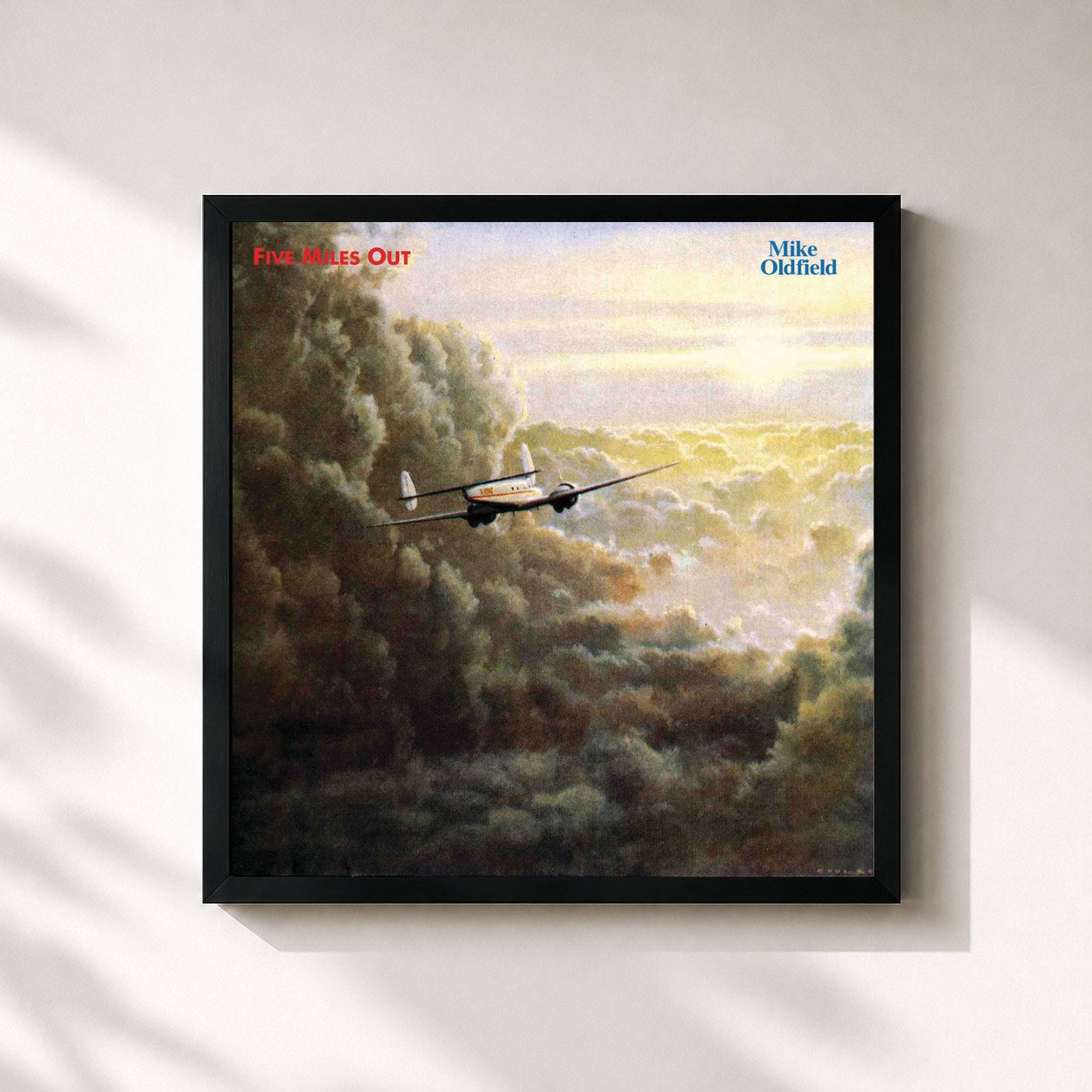 #noir Tableau carré de l'album Five Miles Out de Mike Oldfield, cadre noir 32x32 cm