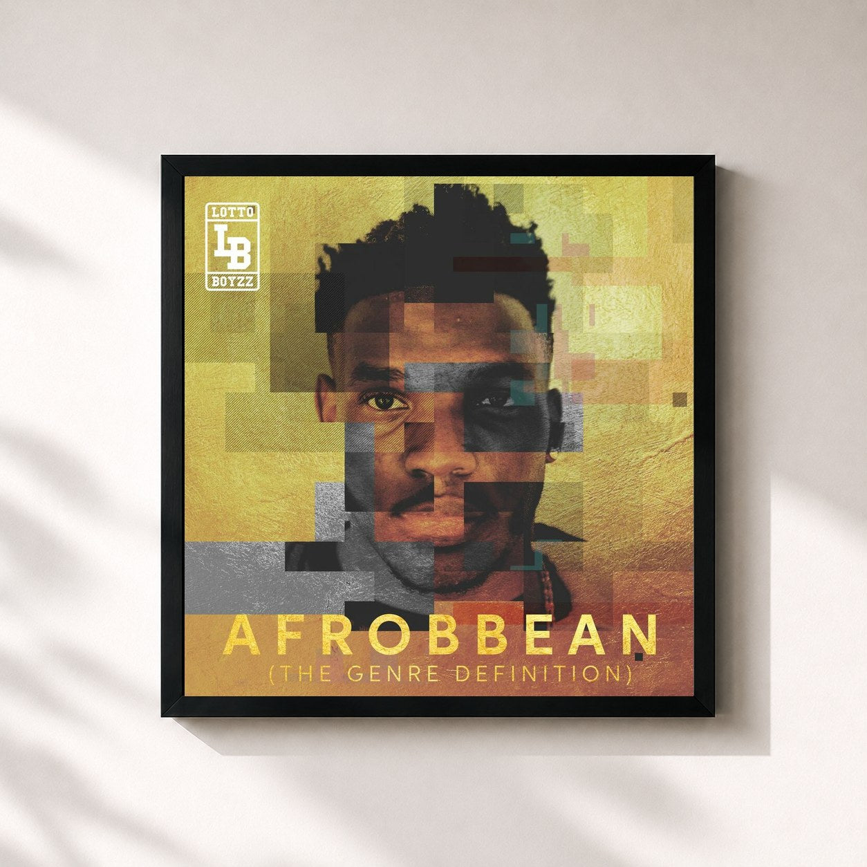 #noir Tableau carré de l'album Afrobbean (The Genre Definition) EP de Lotto Boyzz, cadre noir 32x32 cm