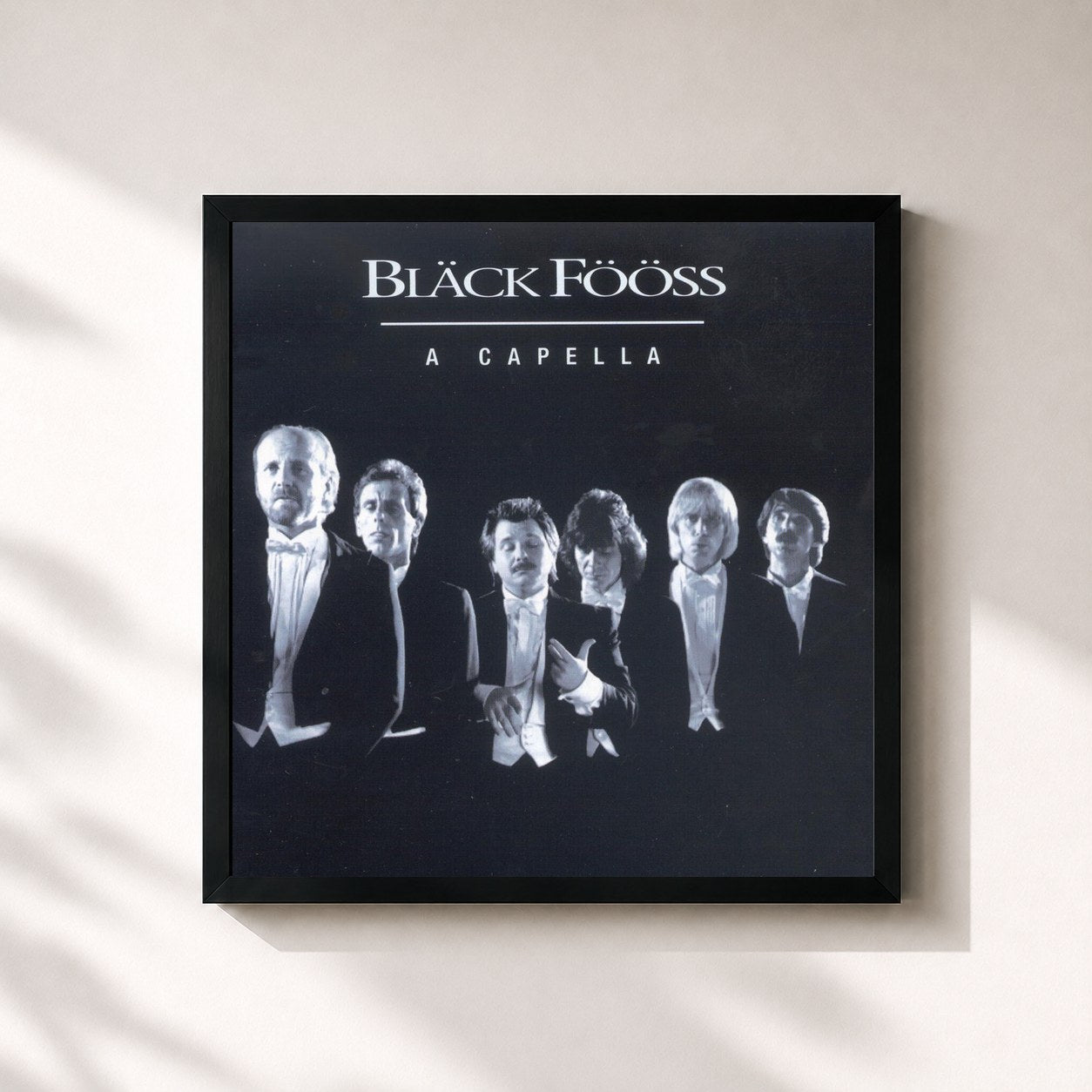 #noir Tableau carré de l'album A Capella de Bläck Fööss, cadre noir 32x32 cm