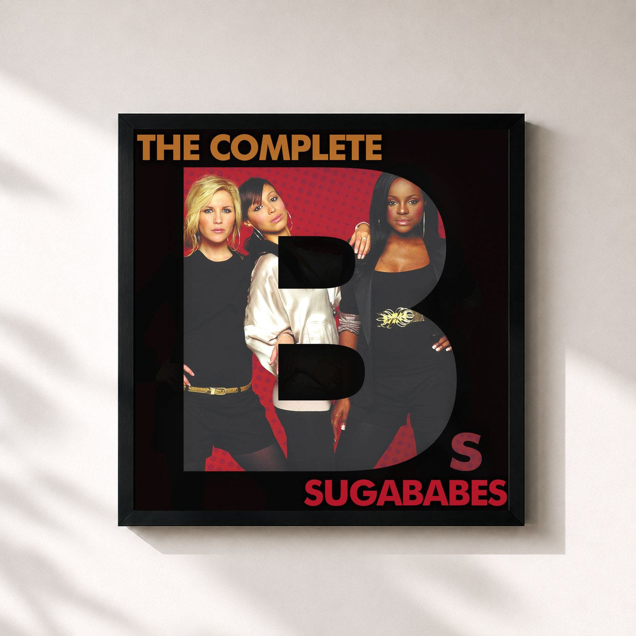 #noir Tableau carré de l'album The Complete Bs de Sugababes, cadre noir 32x32 cm