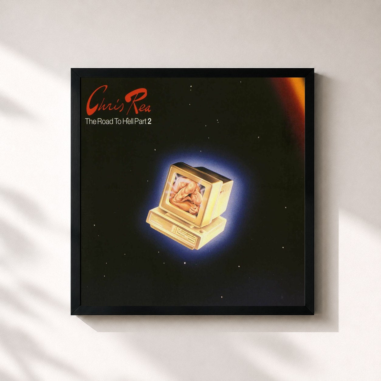 #noir Tableau carré de l'album The Road to Hell Part II de Chris Rea, cadre noir 32x32 cm