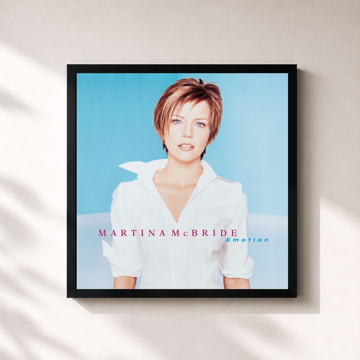 #noir Tableau carré de l'album Emotion de Martina McBride, cadre noir 32x32 cm