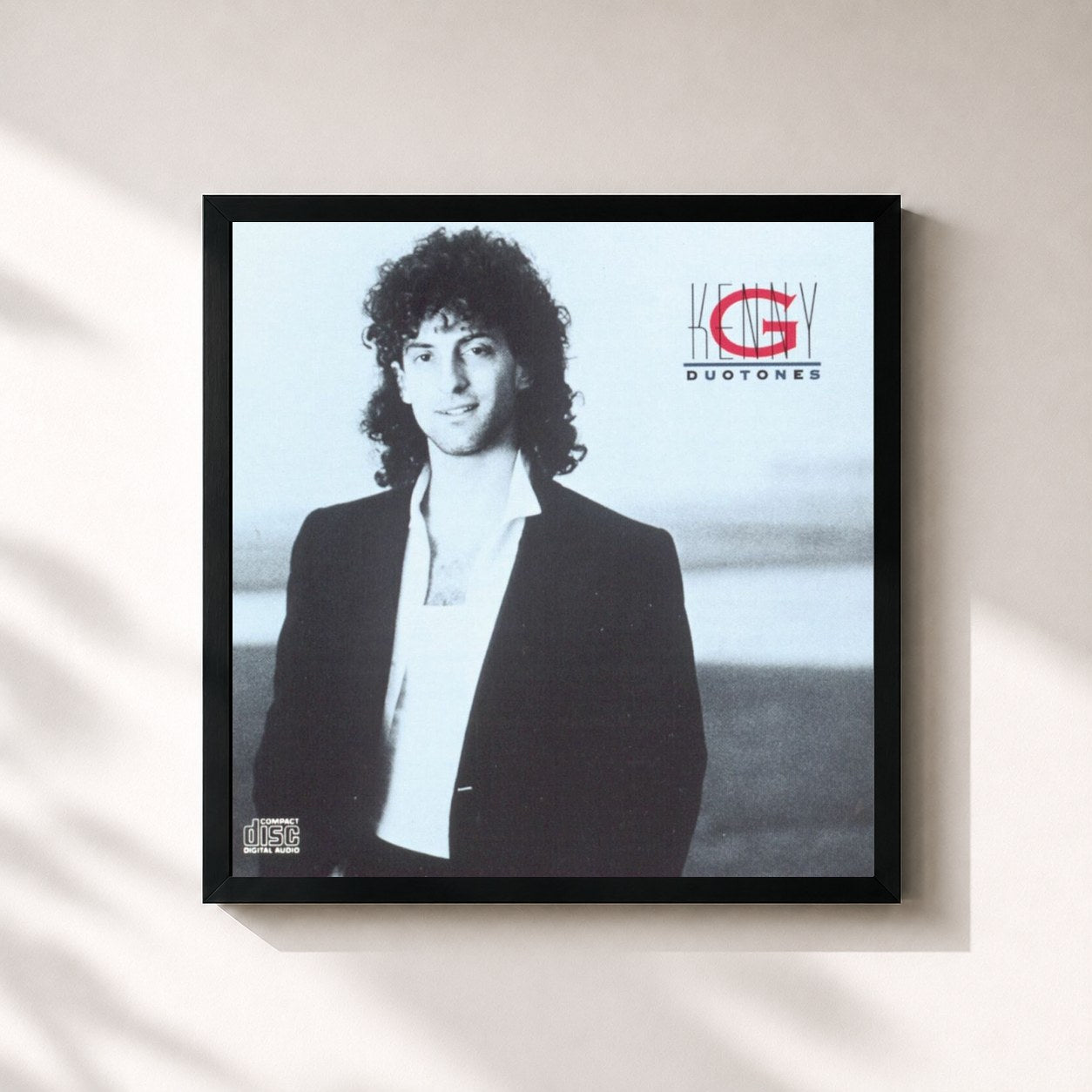#noir Tableau carré de l'album Duotones de Kenny G, cadre noir 32x32 cm