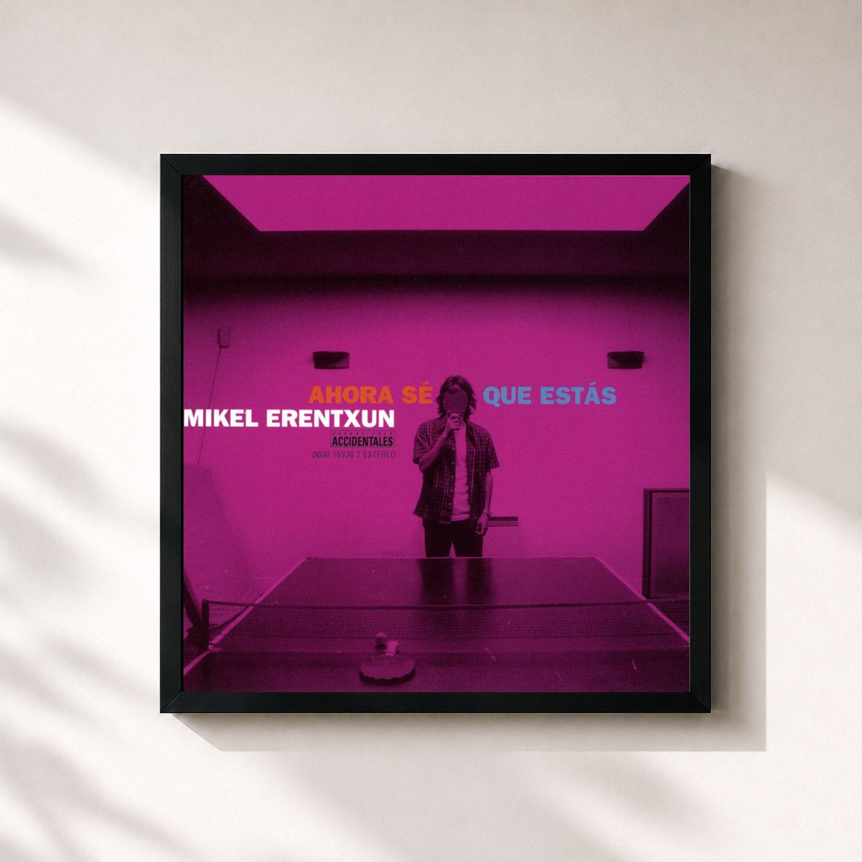 #noir Tableau carré de l'album Ahora sé que estás de Mikel Erentxun, cadre noir 32x32 cm