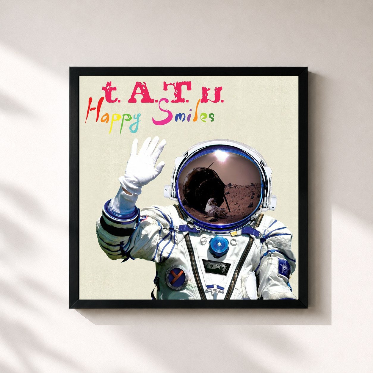 #noir Tableau carré de l'album Happy Smiles de t.A.T.u., cadre noir 32x32 cm