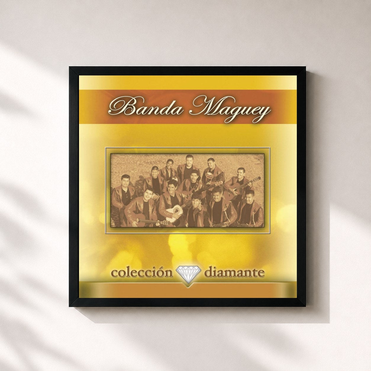 #noir Tableau carré de l'album Coleccion Diamante de Banda Maguey, cadre noir 32x32 cm