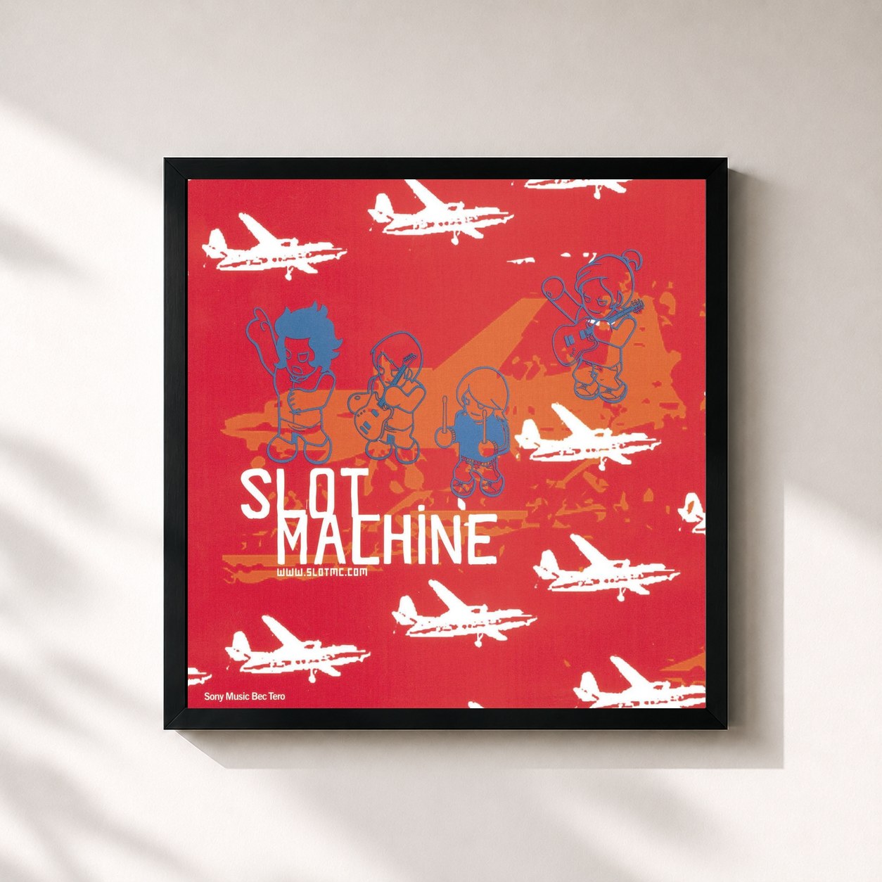 #noir Tableau carré de l'album Slot Machine de Slot Machine, cadre noir 32x32 cm