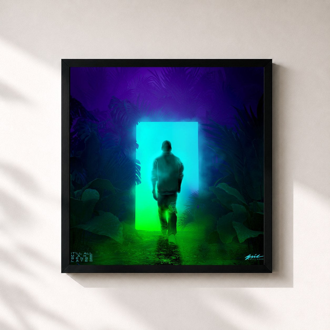 #noir Tableau carré de l'album It'll All Make Sense Later de Eric Bellinger, cadre noir 32x32 cm