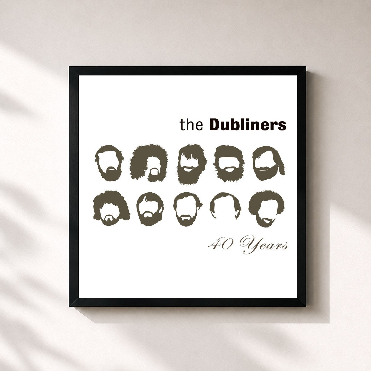 #noir Tableau carré de l'album 40 Years de The Dubliners, cadre noir 32x32 cm