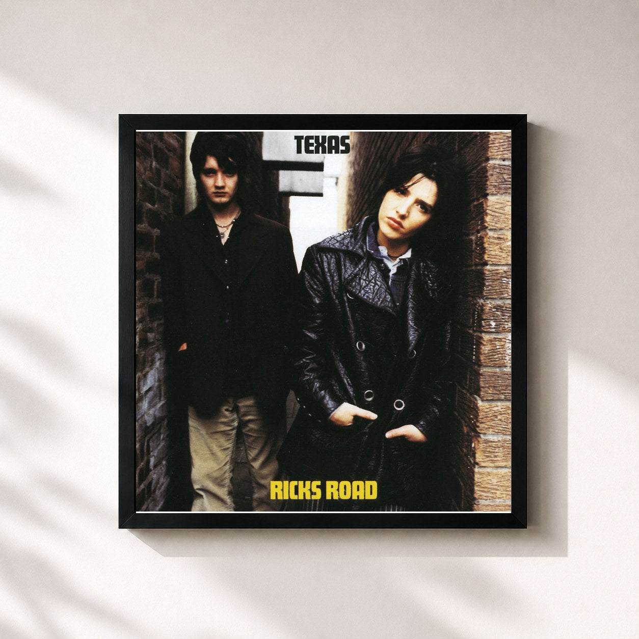 #noir Tableau carré de l'album Ricks Road de Texas, cadre noir 32x32 cm