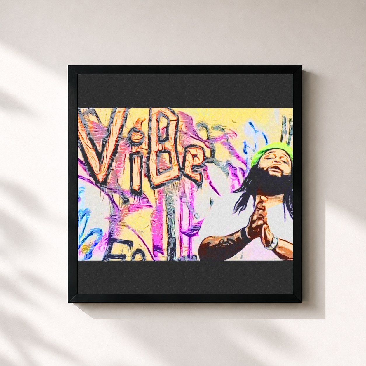 #noir Tableau carré de l'album For The Game de Vibe, cadre noir 32x32 cm