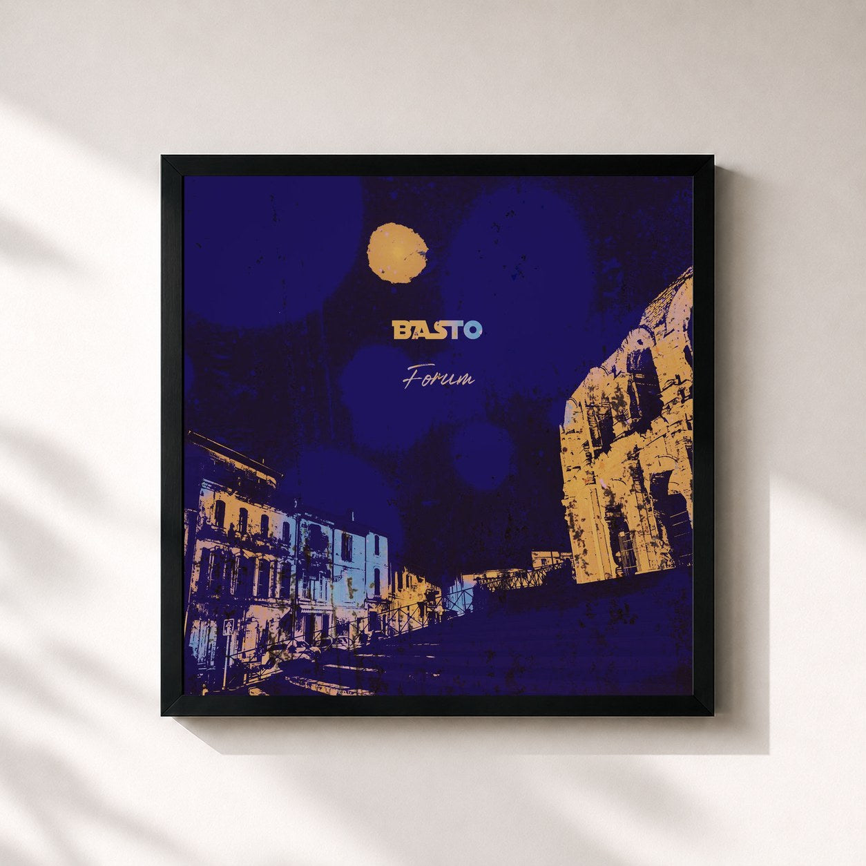 #noir Tableau carré de l'album Forum de Basto, cadre noir 32x32 cm