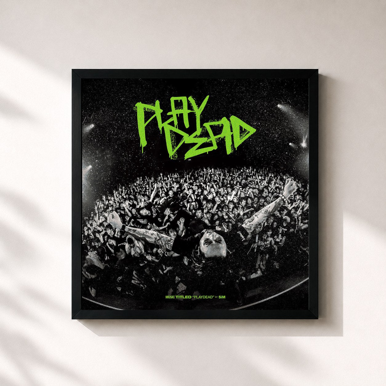#noir Tableau carré de l'album PLAYDEAD de SiM, cadre noir 32x32 cm