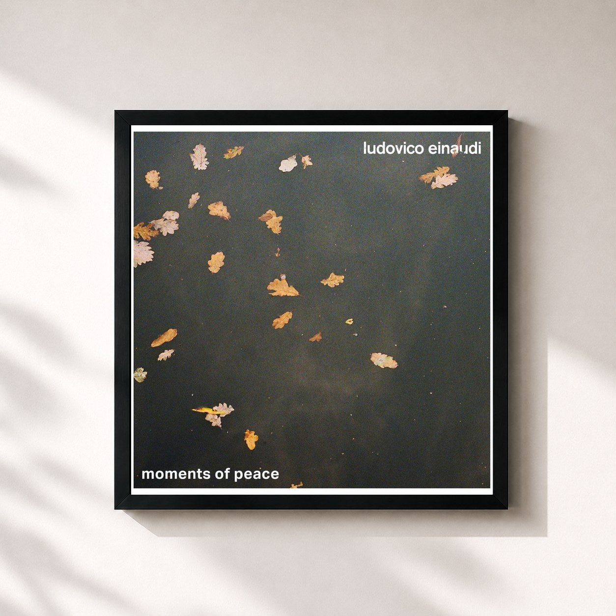 #noir Tableau carré de l'album Moments of Peace de Ludovico Einaudi, cadre noir 32x32 cm