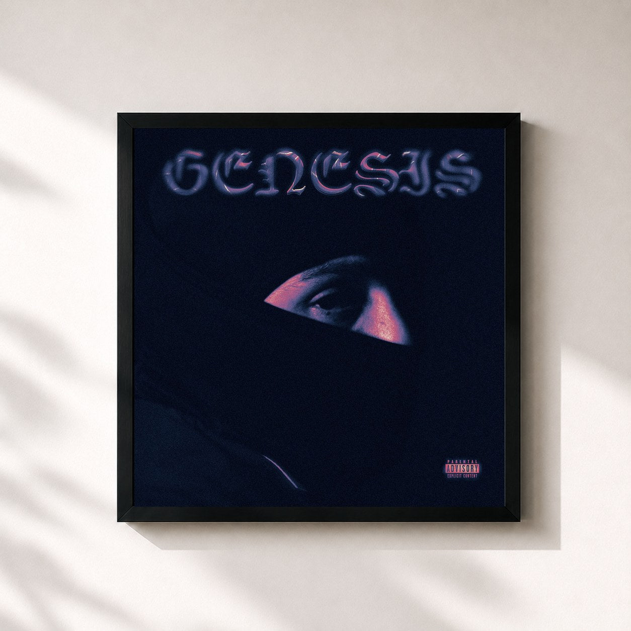 #noir Tableau carré de l'album GÉNESIS de Peso Pluma, cadre noir 32x32 cm