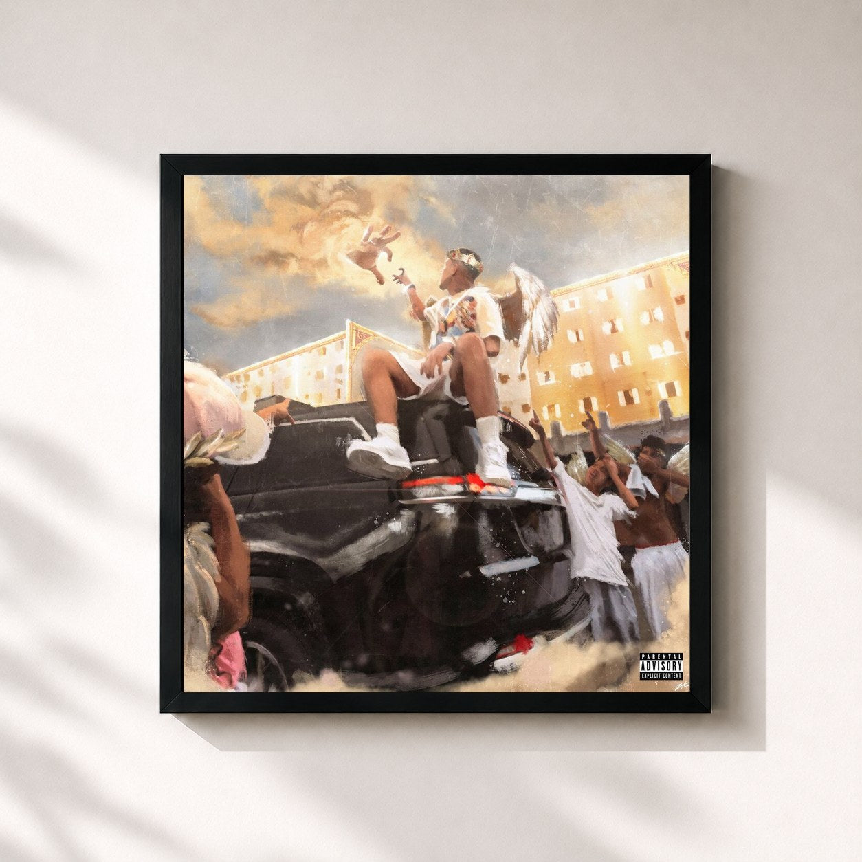 #noir Tableau carré de l'album Dos Prédios Deluxe de Veigh, cadre noir 32x32 cm