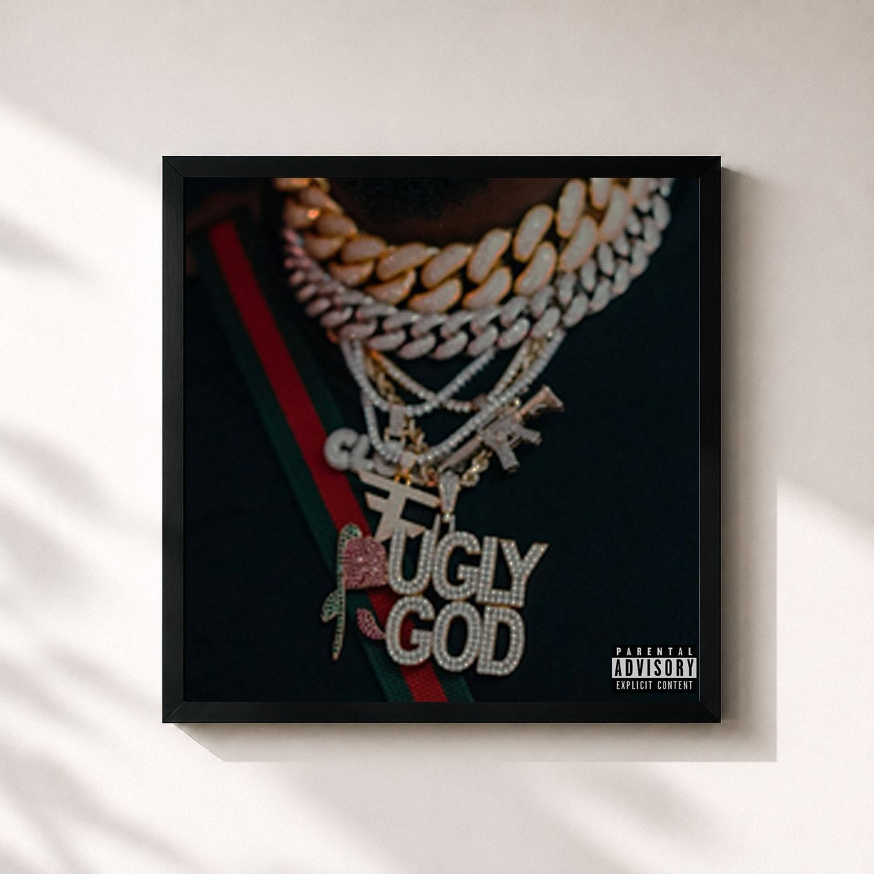 #noir Tableau carré de l'album just a lil something before the album... de Ugly God, cadre noir 32x32 cm