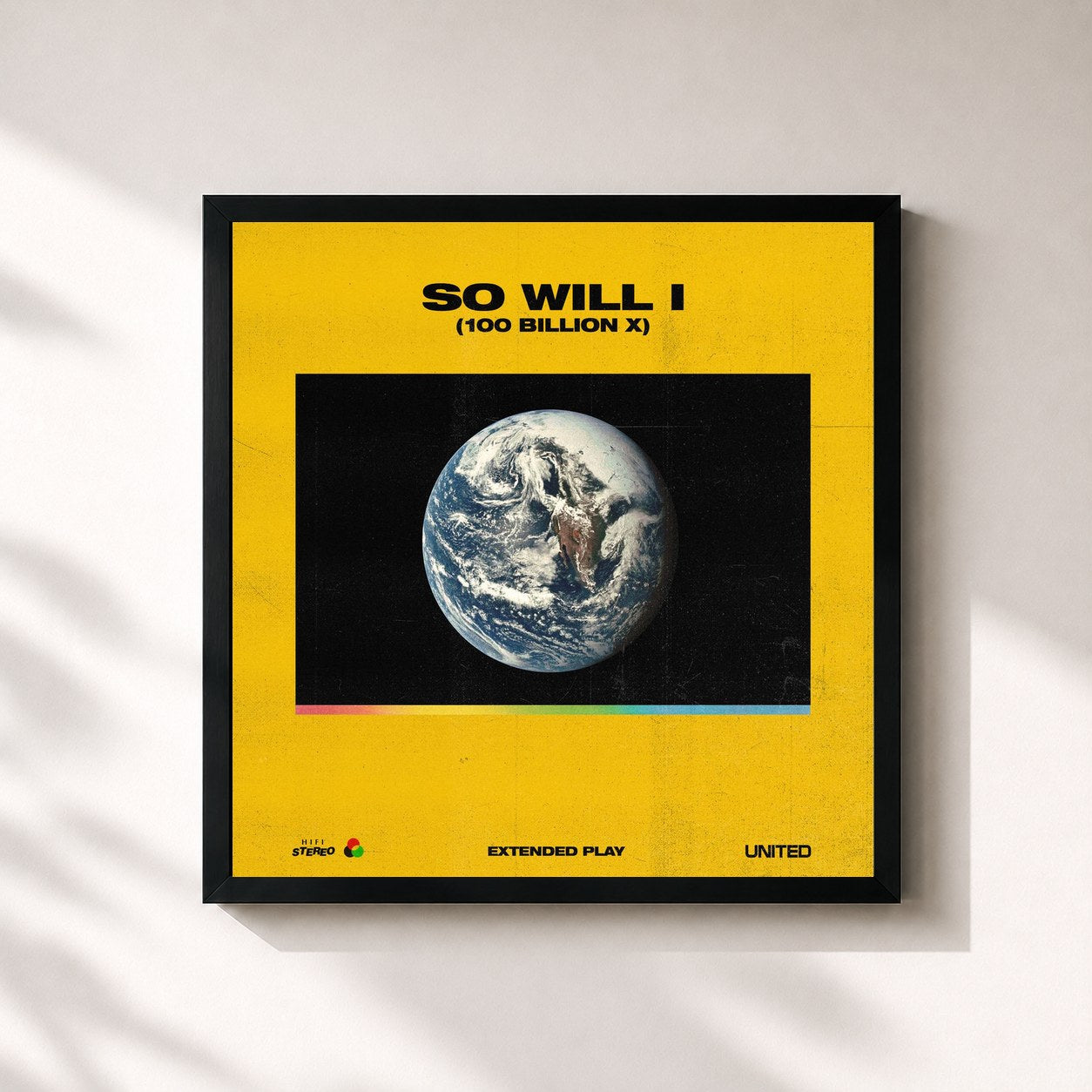#noir Tableau carré de l'album So Will I (100 Billion X) de Hillsong UNITED, cadre noir 32x32 cm