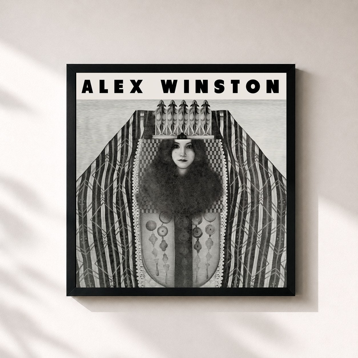 #noir Tableau carré de l'album Alex Winston de Alex Winston, cadre noir 32x32 cm