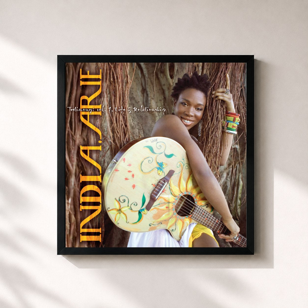 #noir Tableau carré de l'album Testimony: Vol. 1 Life & Relationship (Deluxe eAlbum) de India.Arie, cadre noir 32x32 cm