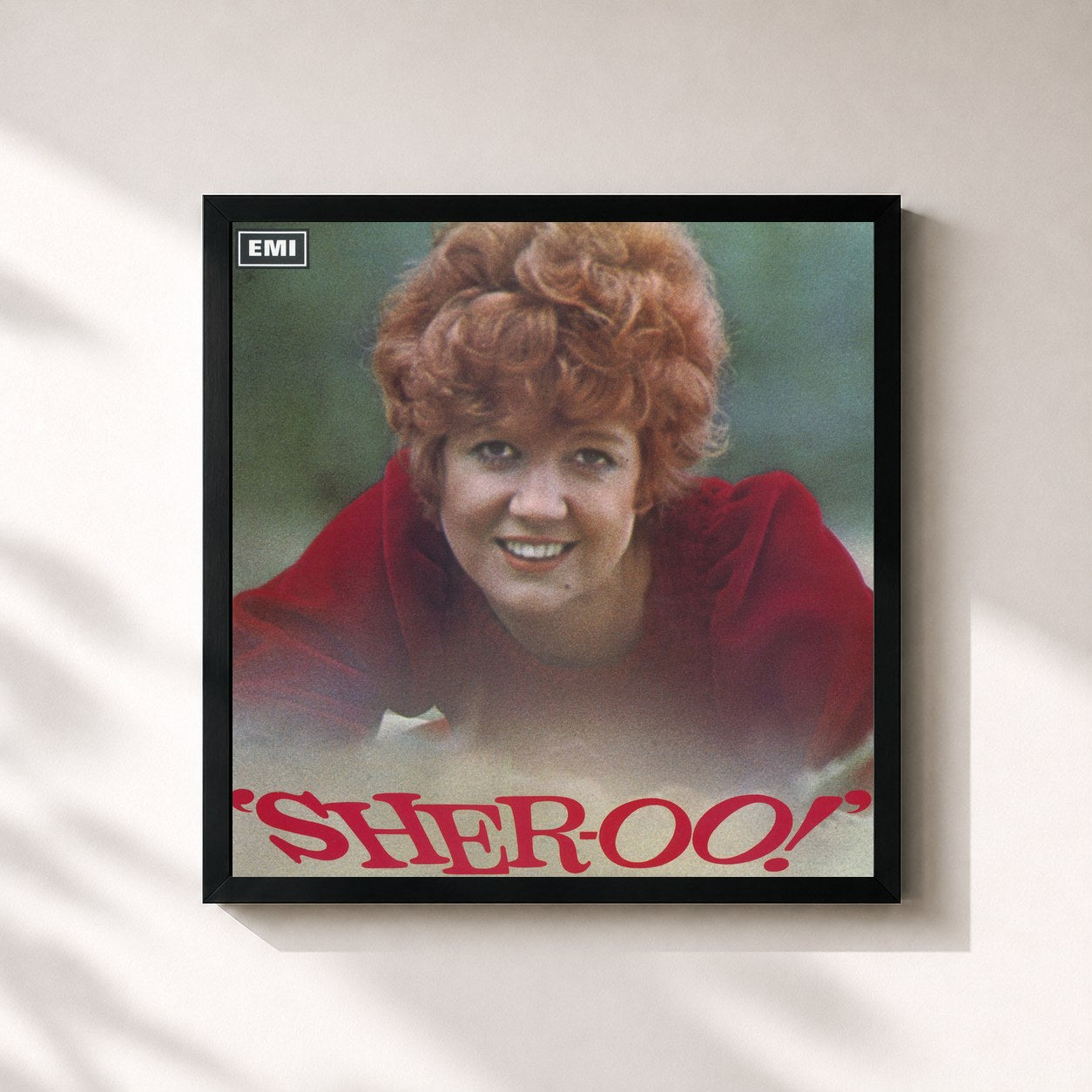 #noir Tableau carré de l'album Sher-oo! de Cilla Black, cadre noir 32x32 cm