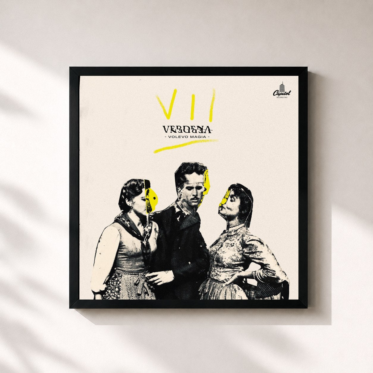 #noir Tableau carré de l'album Volevo Magia de Verdena, cadre noir 32x32 cm