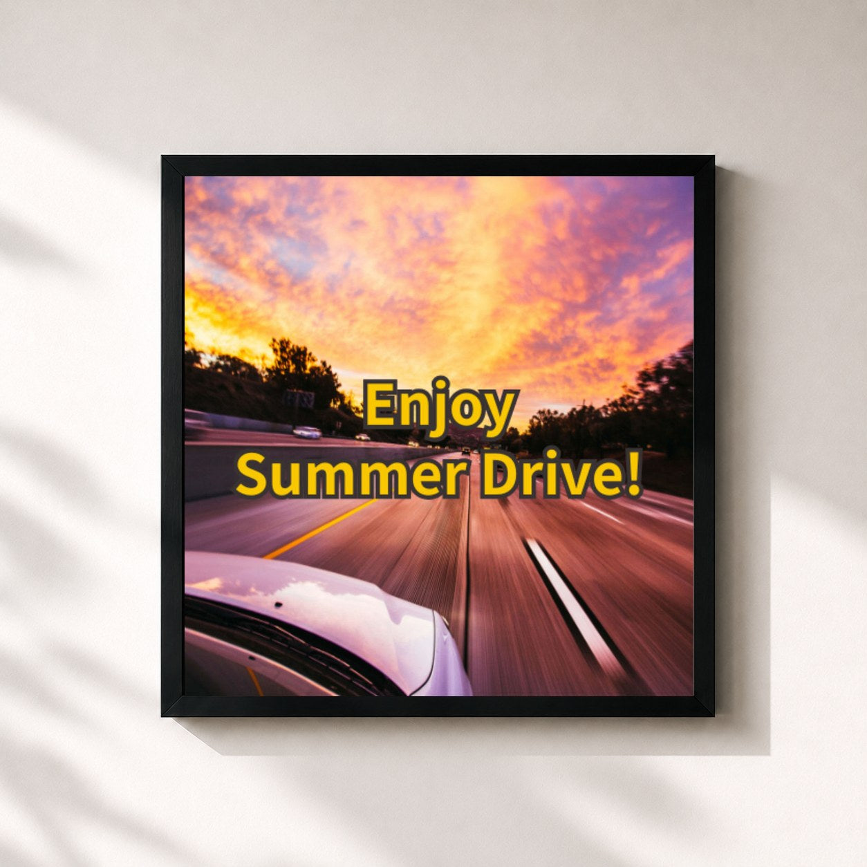 #noir Tableau carré de l'album Enjoy summer drive! de Saya, cadre noir 32x32 cm