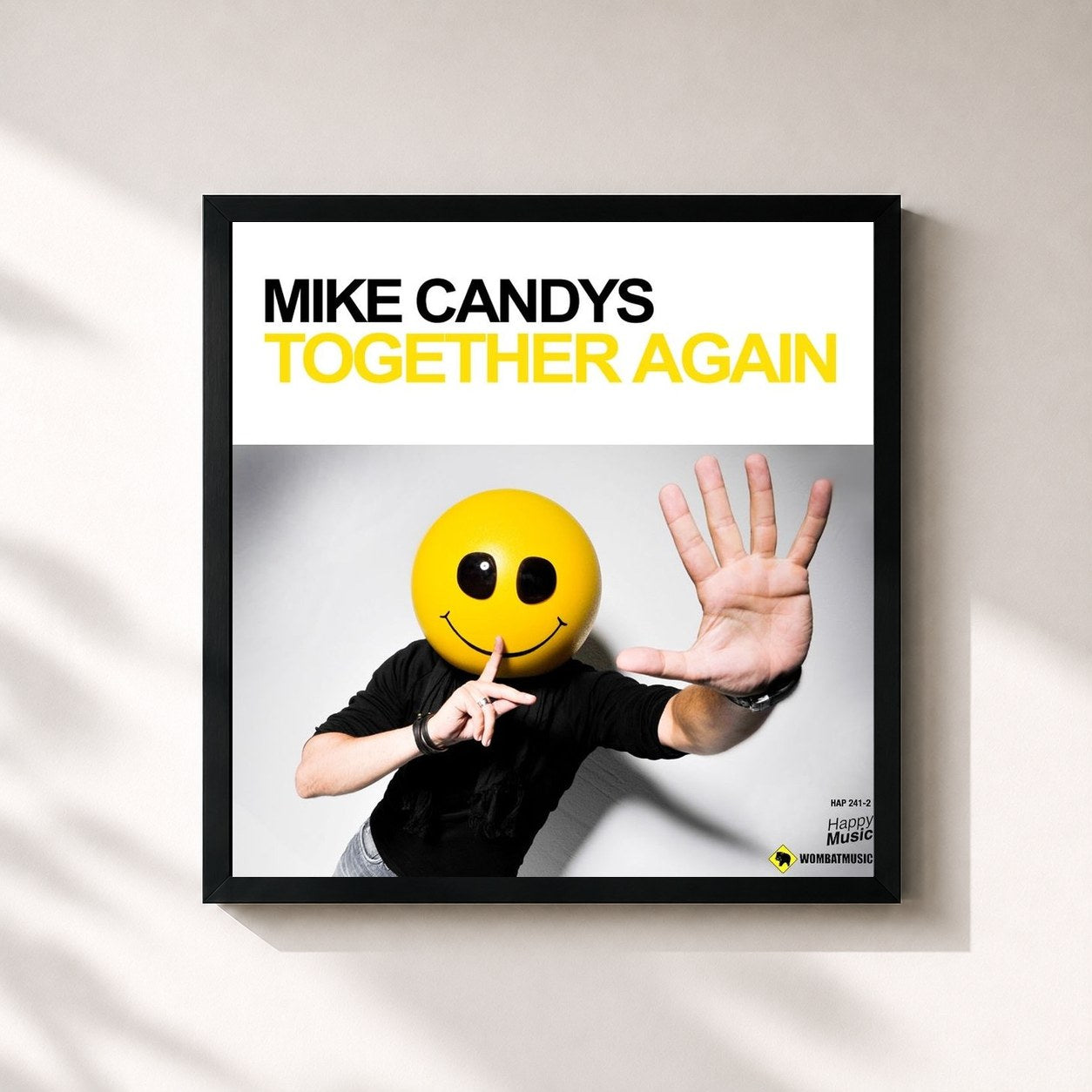 #noir Tableau carré de l'album Together Again de Mike Candys, cadre noir 32x32 cm