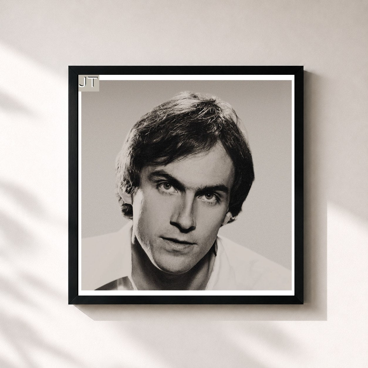 #noir Tableau carré de l'album JT de James Taylor, cadre noir 32x32 cm