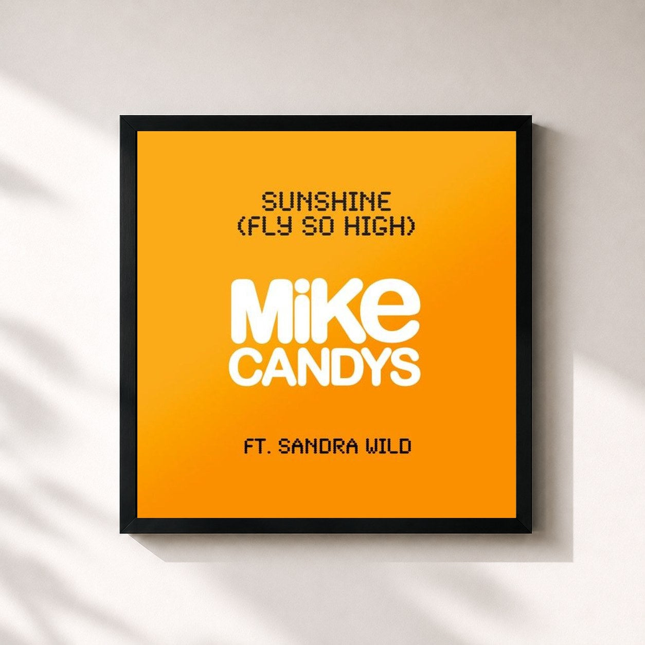 #noir Tableau carré de l'album Sunshine (Fly so High) de Mike Candys, cadre noir 32x32 cm