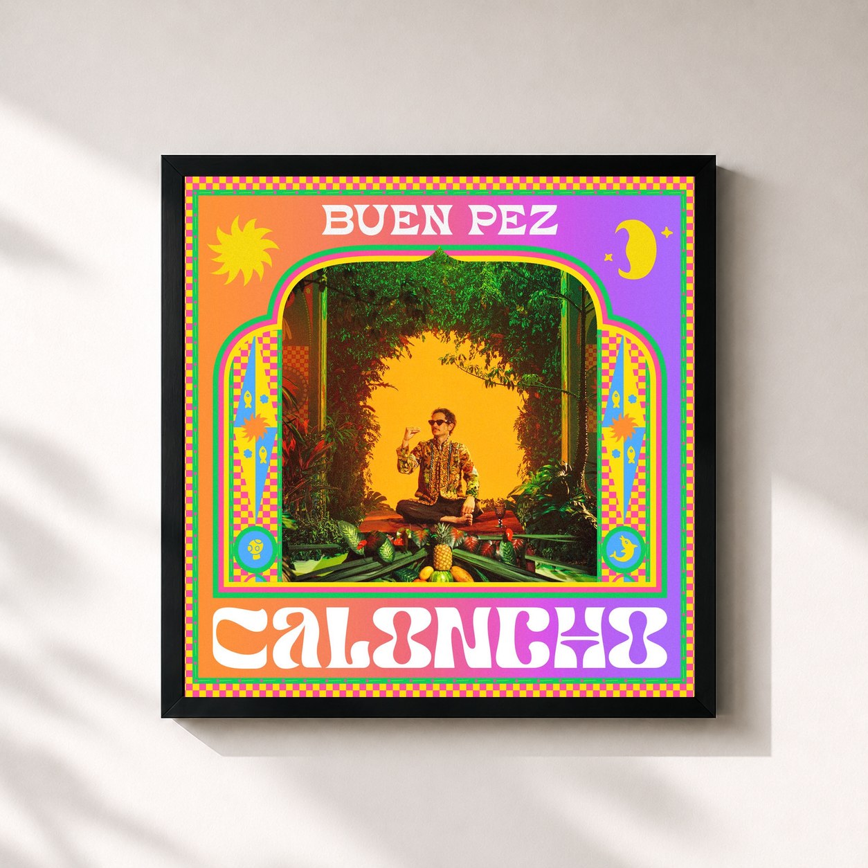 #noir Tableau carré de l'album Buen Pez de Caloncho, cadre noir 32x32 cm